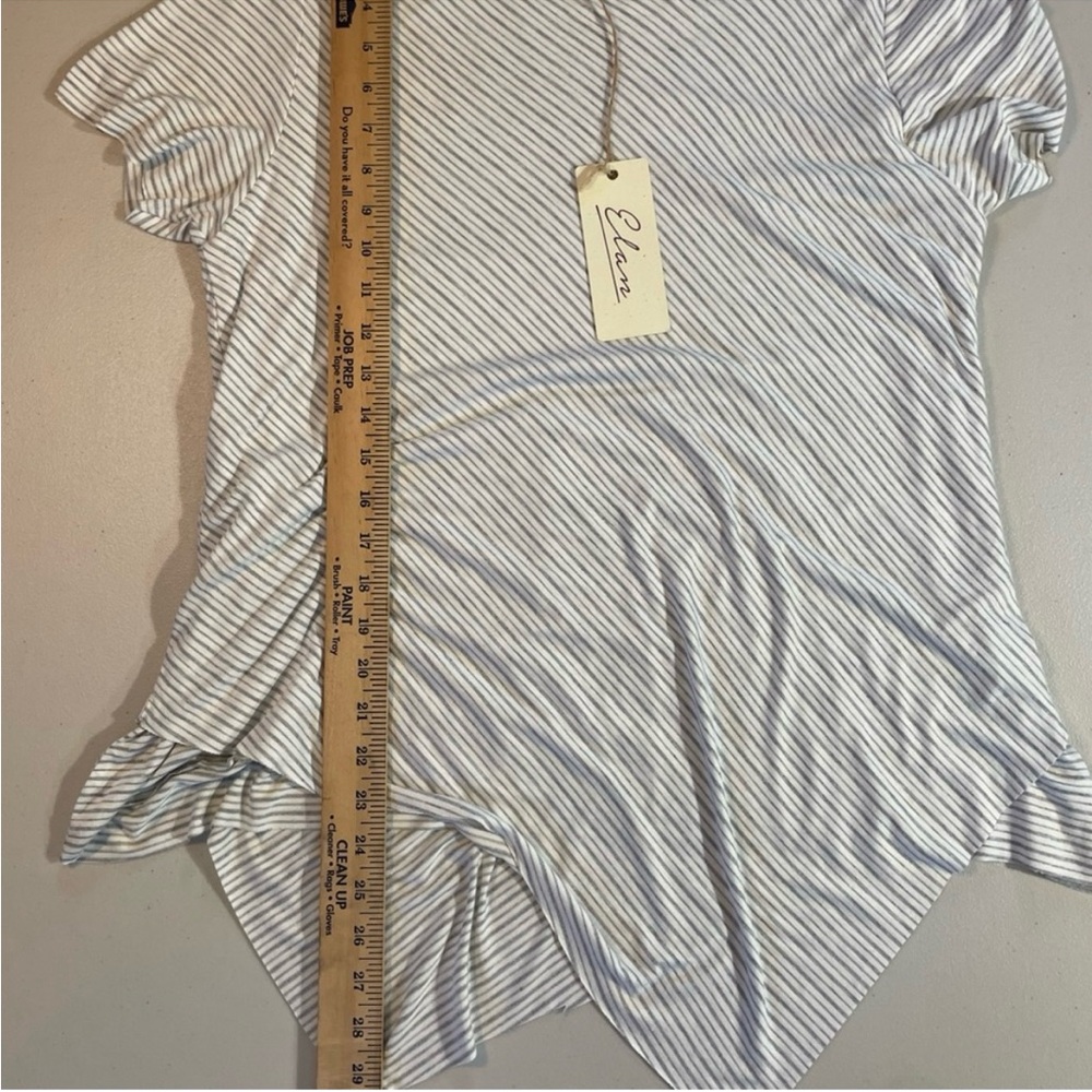 NWT Elan 1X Asymmetrical Striped Tee Gray  & White - Picture 4 of 6